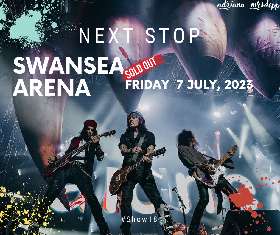 Saharakari's tweet photo. In a few hours the next concert, here I leave the information.
Credits 📷 @theaaronperry 🙏🏼
#HollywoodVampiresTour2023 
#swansea
#show18 https://t.co/mD3svTuBPD