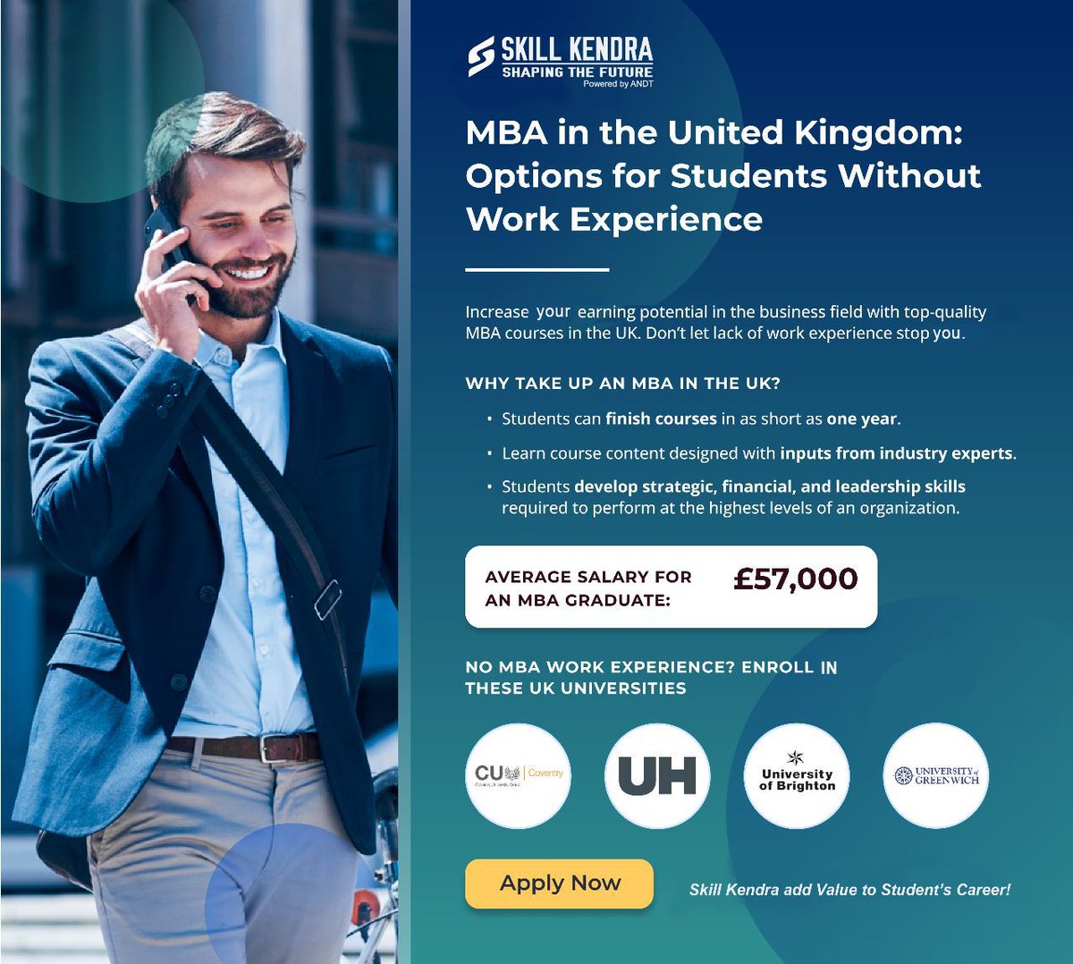 🌟Boost your #career with an #MBA in the United Kingdom! 🎓🇬🇧 Don't let lack of #work #experience hold you back from achieving your #dreams. #Explore the exciting options available for students without work experience in the UK

Call us at +91-9205363764 to get started
#MBAinUK
