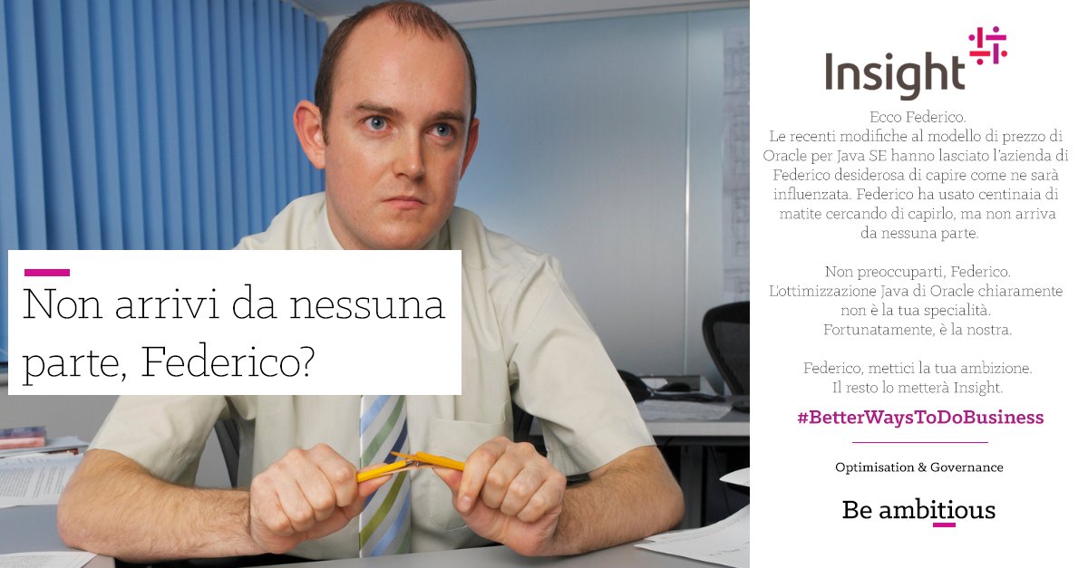 marcodho's tweet photo. Hai bisogno di una migliore visibilità e un maggior controllo delle licenze Oracle JAVA? Ti invitiamo a seguire il nostro webinar on-demand: https://t.co/5pMkyhec3E

Tu porta l'ambizione. Noi porteremo l'intuizione.
#BetterWaysToDoBusiness https://t.co/seYn9OLjdK