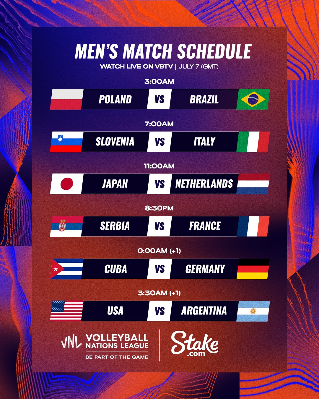 Volleyball World on Twitter: "July 6 Results & July 7 Schedule. 📺 Watch