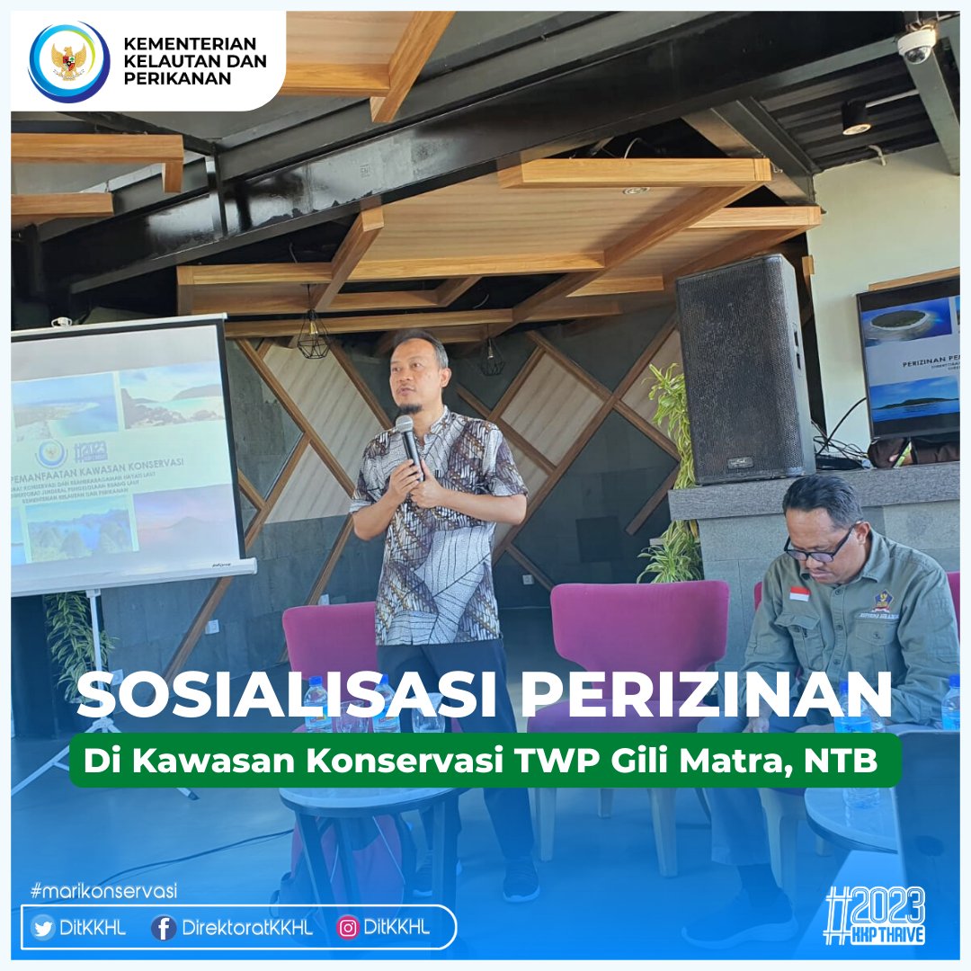 DitKEBP's tweet photo. #SahabatBahari, pasca pencabutan status pandemi Covid-19 di Indonesia, KKP melalui Dit. KKHL menyelenggarakan kegiatan Sosialisasi Perizinan Berusaha di Kawasan Konservasi Nasional Taman Wisata Perairan (TWP) Gili Matra, NTB (07/07).

#KKPThrive #KKPGOID #MariKonservasi https://t.co/CekGuadszU