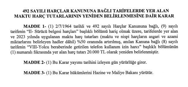 dpekonomikisler's tweet photo. Cumhurbaşkanı Kararı ile Yargı, Noter, Tapu Kadastro, Konsolosluk, Pasaport, İkamet Tezkeresi, Çalışma İzni/Muafiyeti, Vize, Tasdik, Gemi/liman, İmtiyazname, Ruhsatname, Diploma, Trafik harçlarını kapsayan 492 Sayılı Harçlar Kanununa bağlı maktu harç tutarı %50 oranında artırıldı https://t.co/Ghf2Hmk32E