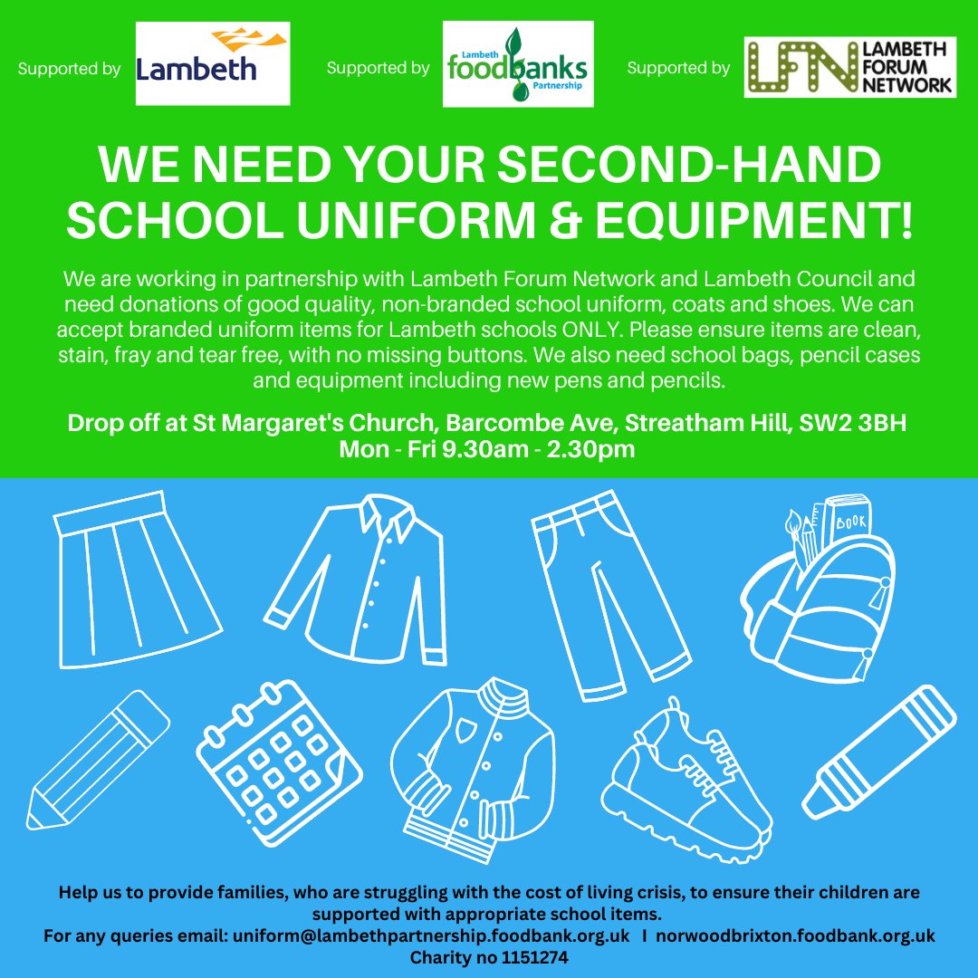 Lambeth Council on Twitter "Are you sorting and getting rid of any school equipment 🎒 ️ or