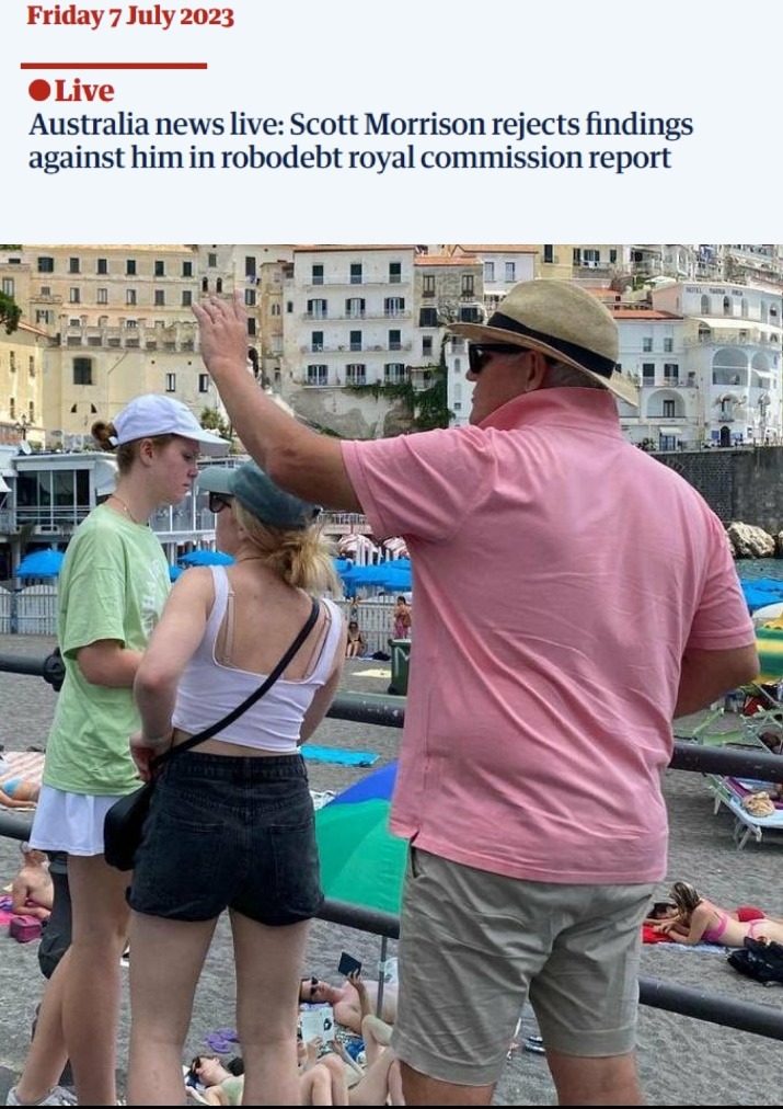 AJGardineresq's tweet image. Don Scottione, sunning himself on the Amalfi beach: &quot;Nulla potrebbe essere più lontano dalla verità!&quot;

(Translated: &quot;Nothing could be further from the truth!&quot;)
#RobotdebtRC