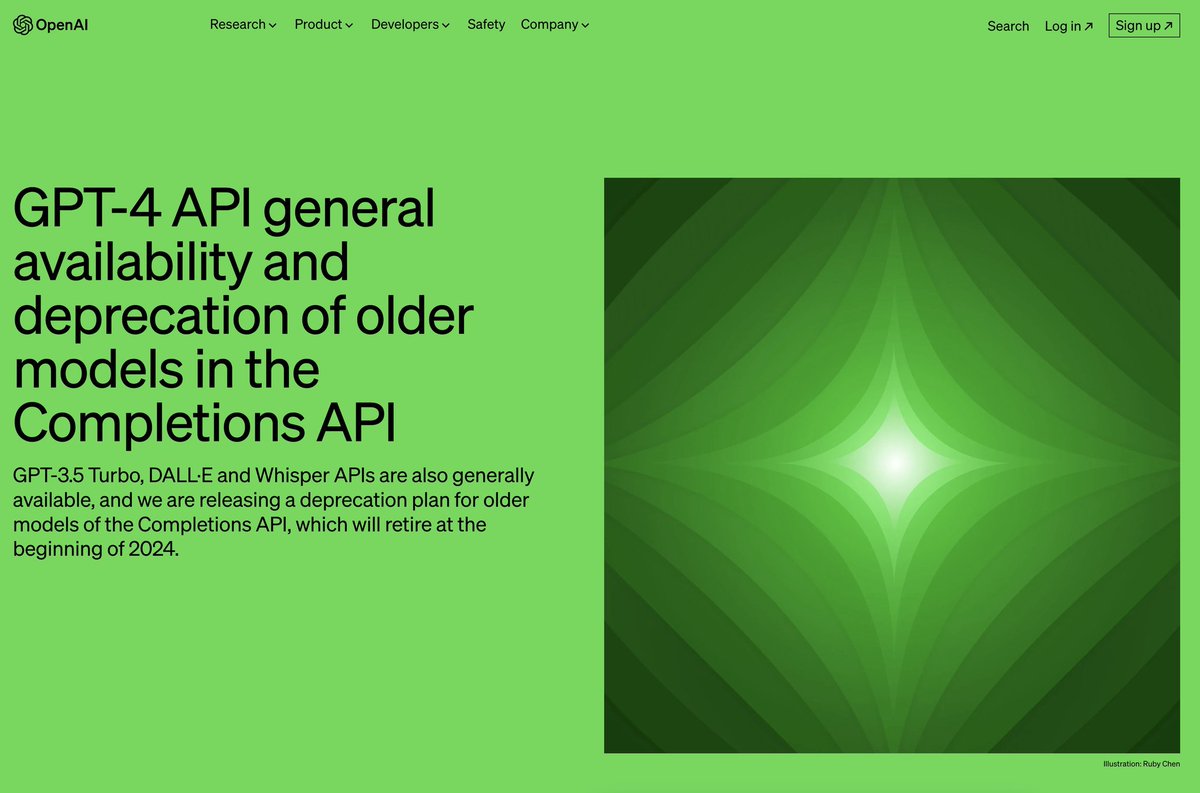 Ahora todas las cuentas de <a href="/OpenAI/">OpenAI</a>  tienen acceso a GPT4 por API. Tambien anuncian eliminación de modelos antiguos.