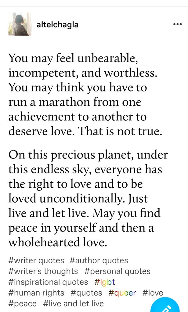 altelchagla's tweet photo. #selflove #liveandletlove #peace #unconditionallove #inspirationalquotes #lgbt #queer #writerslife #authorquotes https://t.co/9eqWvVPVTi