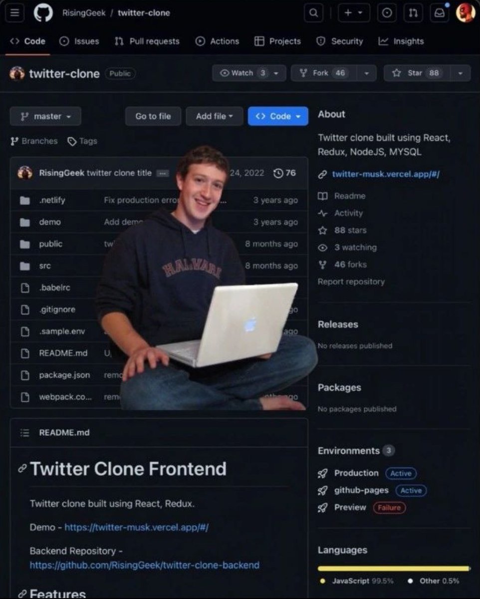 HarshAI_'s tweet photo. Meta@Zuck MINGW64 ~/NOT_twitter

$ git clone .../twitter-clone.git https://t.co/jcVGoEn3CM