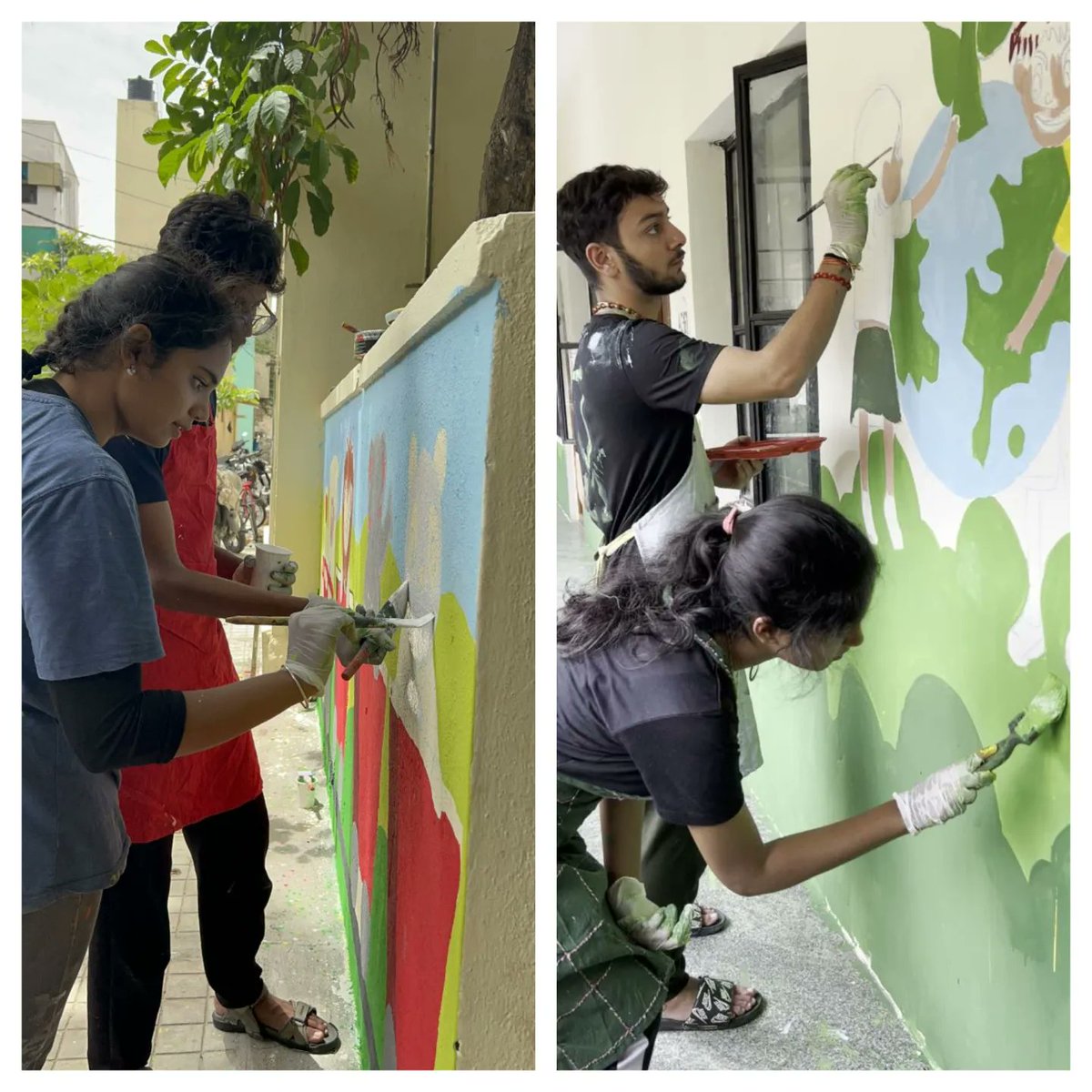 schoolbellvoice's tweet photo. Spreading colors and smiles with the School Bell Forum of Campus 2 Community!
We joined forces with amazing volunteers from @GoogleIndia to paint the Government School in SG Palya.Together, we're transforming learning spaces and creating a brighter future for these young minds. https://t.co/wlqh12HxJv