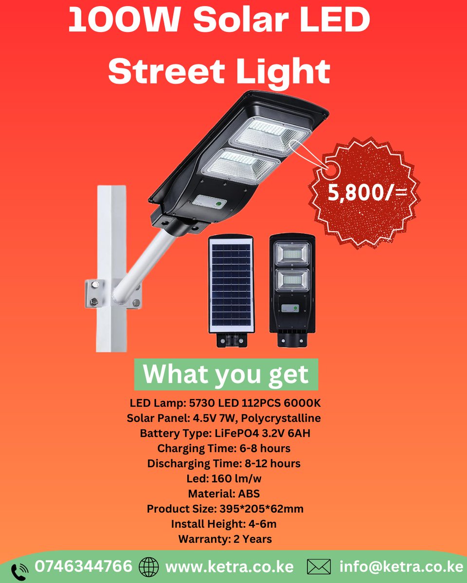 ketrapower's tweet photo. Solar LED Street Lights available!

CALL US ON 0746344766

#SolarPower
#SolarEnergy
#RenewableEnergy
#GoSolar
#CleanEnergy
#GreenEnergy
#SustainableLiving

 #HAPPENING NOW #Maandamano https://t.co/F7i6UxdIeD