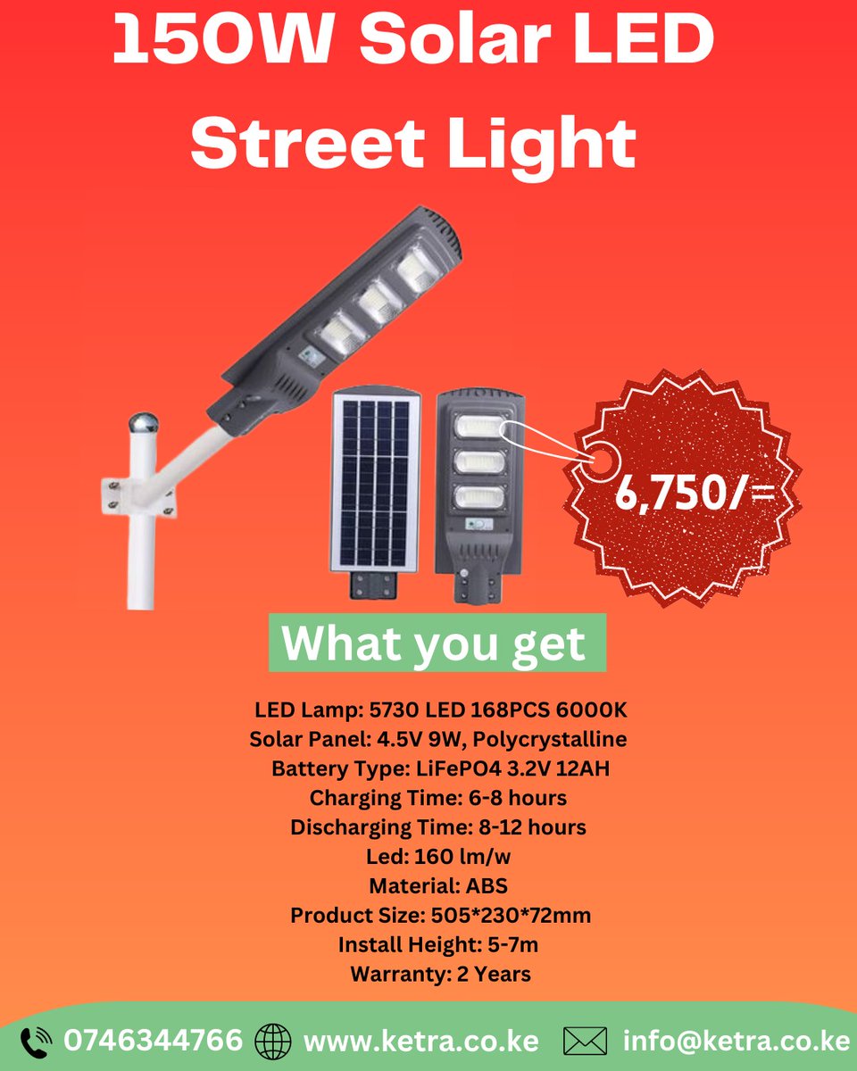 ketrapower's tweet photo. Solar LED Street Lights available!

CALL US ON 0746344766

#SolarPower
#SolarEnergy
#RenewableEnergy
#GoSolar
#CleanEnergy
#GreenEnergy
#SustainableLiving

 #HAPPENING NOW #Maandamano https://t.co/F7i6UxdIeD