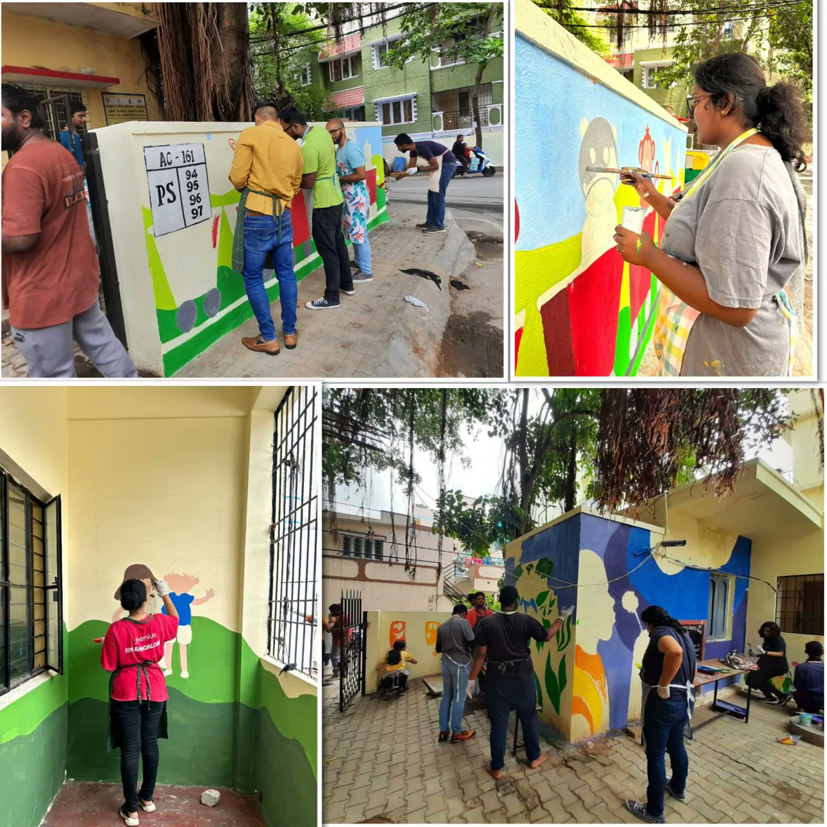 schoolbellvoice's tweet photo. Spreading colors and smiles with the School Bell Forum of Campus 2 Community!
We joined forces with amazing volunteers from Google India to paint the Government School in SG Palya. Together, we're transforming learning spaces and creating a brighter future for these young minds. https://t.co/VwJ4mUMsi5