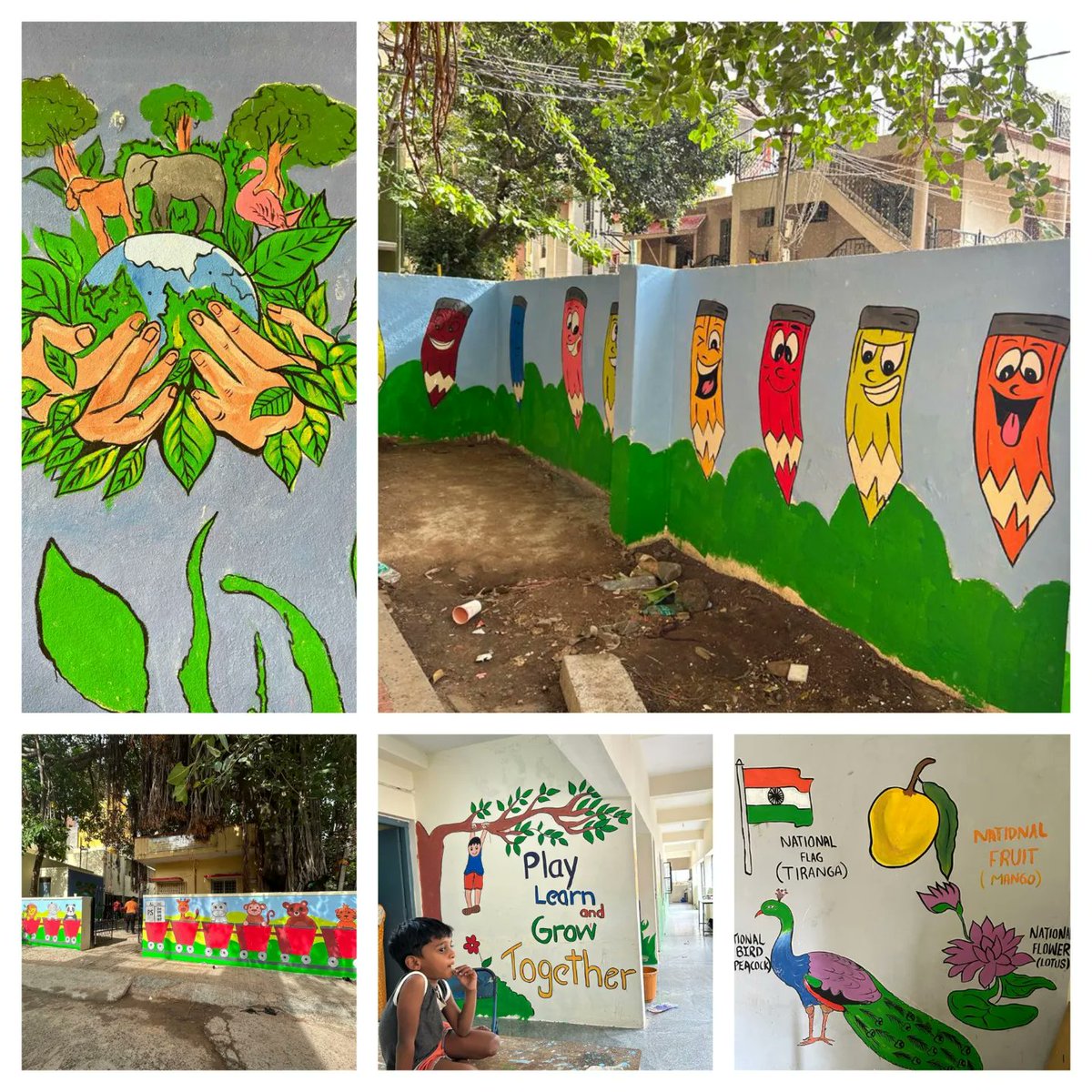 schoolbellvoice's tweet photo. Spreading colors and smiles with the School Bell Forum of Campus 2 Community!
We joined forces with amazing volunteers from Google India to paint the Government School in SG Palya. Together, we're transforming learning spaces and creating a brighter future for these young minds. https://t.co/VwJ4mUMsi5