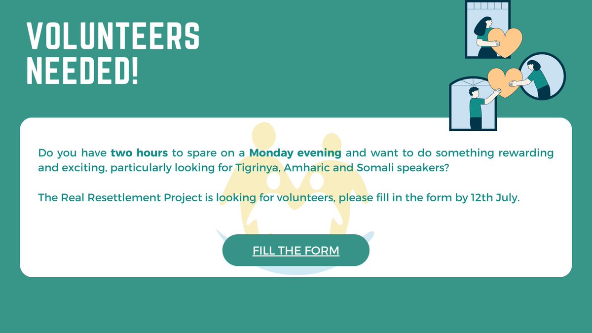 We are seeking volunteers, especially speakers of Tigrinya, Amharic, and Somali.

Please fill the form here by next Weds 12th July if you are interested: tinyurl.com/yc5p8cwb

Don't forget to share as well!