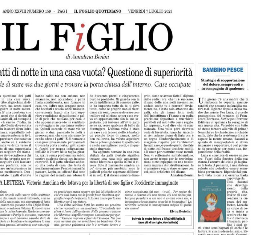 Recensione di Sott’acqua di <a href="/FrancesBorrasso/">Francesco Borrasso</a> su <a href="/ilfoglio_it/">Il Foglio</a> 
Grazie <a href="/annalisadesi/">annalisa de simone</a> @annalenabenini