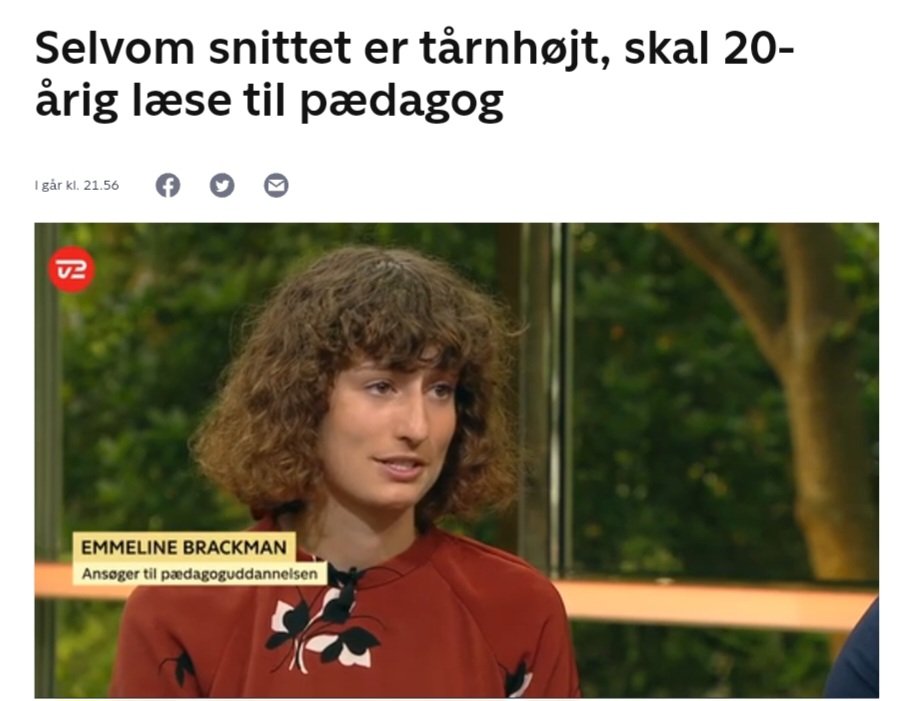 Micloewe's tweet image. "Selvom snittet er tårnhøjt, skal 20-årig læse til pædagog"...

Er det virkelig den vinkling, vi vil have på pædagoguddannelsen, at det bliver en historie, når unge vælger at blive pædagog, selvom(!) man er dygtig i skolen? #dkmedier #dkpol