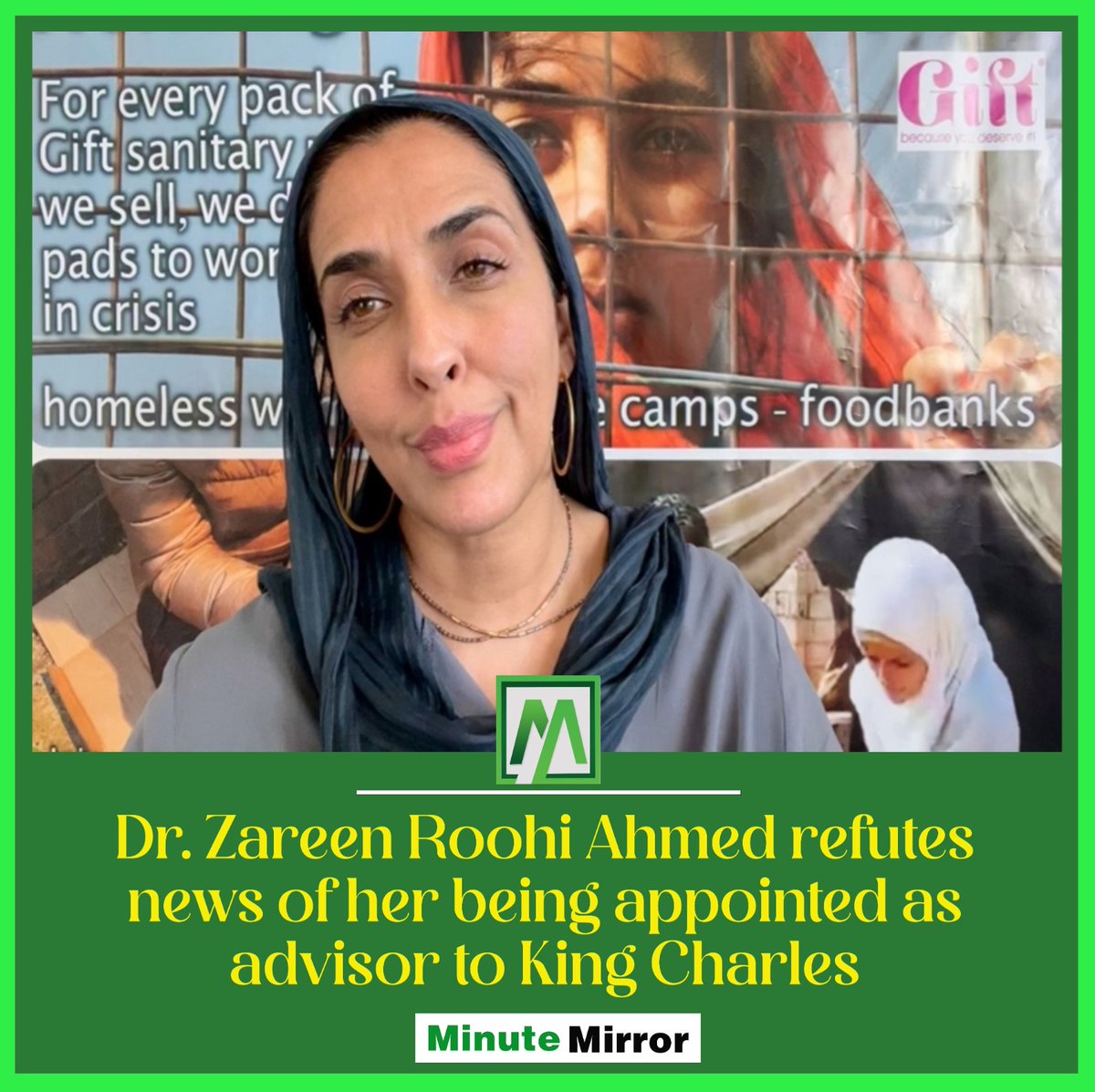 MinuteMirrorpk's tweet photo. #DrZareenRoohiAhmed, the British Pakistani entrepreneur and CEO of Gift Wellness Ltd, has officially #refuted the $speculation surrounding her alleged appointment as an advisor to #KingCharles.
https://t.co/GLE4o60zk2 https://t.co/LFgqCYoTa7