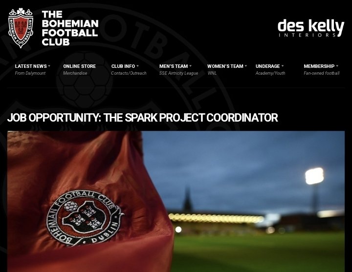 🔴⚫ Football x Climate Action Job Alert! ⚽🌍 

Would you like to come work with us at Bohs and help us figure out how the communities in Dublin 7 can take effective, inclusive climate action while building community wealth? Check out this new role...

bohemianfc.com/?p=19364