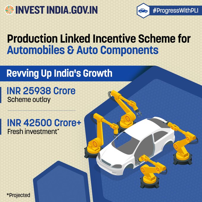 investindia's tweet photo. GoI's #PLIScheme for the auto sector aims to help create over 7 Lakh jobs.  

Know more: https://t.co/w4XQivh3ht 

#ProgressWithPLI #InvestIndia #AutomobileSector #MakeInIndia #InvestInIndia #AatmanirbharBharat @makeinindia @DrMNPandeyMP https://t.co/360sIqOk7p