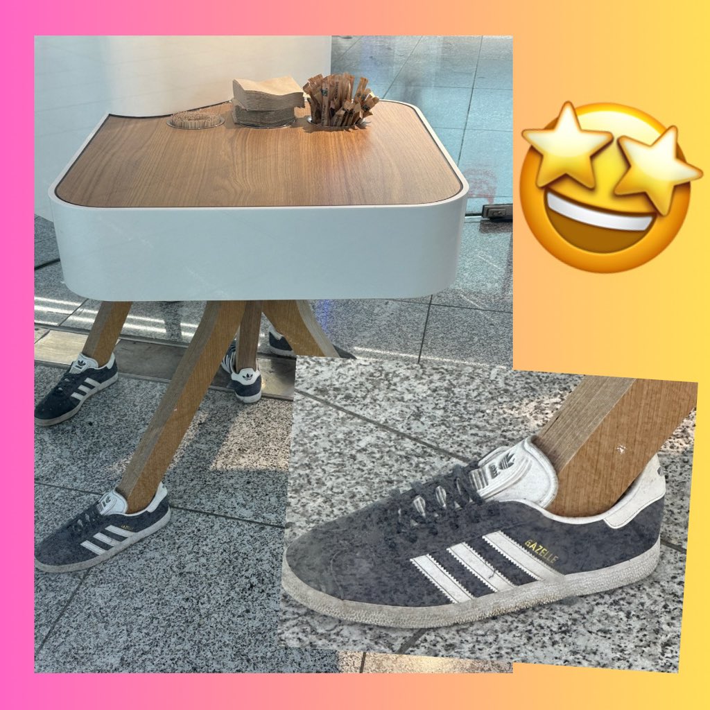 Even the desks at Frankfurt are wearing #satellitestompers #HarryStyles #LoveOnTourFrankfurt #HSLOT #adidas #adidasgazelle