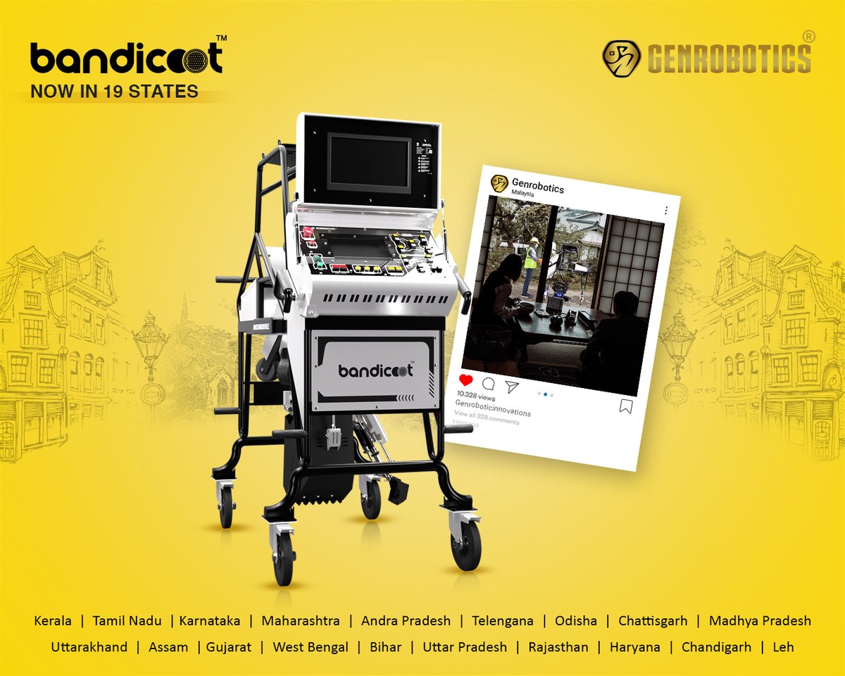 GenRobotic's tweet photo. Expanding Horizons:
The 19 states of India have adopted to the new and improved way of sanitation, the #Bandicootway ๐ค and more cities are joining in this sanitation revolution.
#Genrobotics #GenRevolution #MissionRoboHole
@pmoindia @MoHUA_India @moefcc @MSJEGOI https://t.co/vhFpxyFNbB