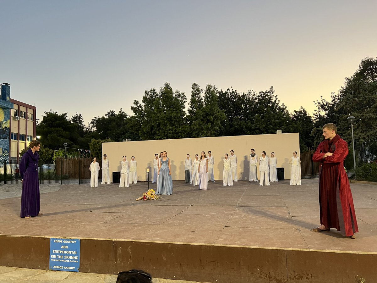 AdrianJenki's tweet photo. @BradfieldCol Oedipus The King first performance at the Mary Aroni Theatre in Athens last night. Another engaging performance from the whole cast. Well done to all of the actors and thank you to the drama and music departments for making it happen: a memorable experience. https://t.co/PEDwBzRME9
