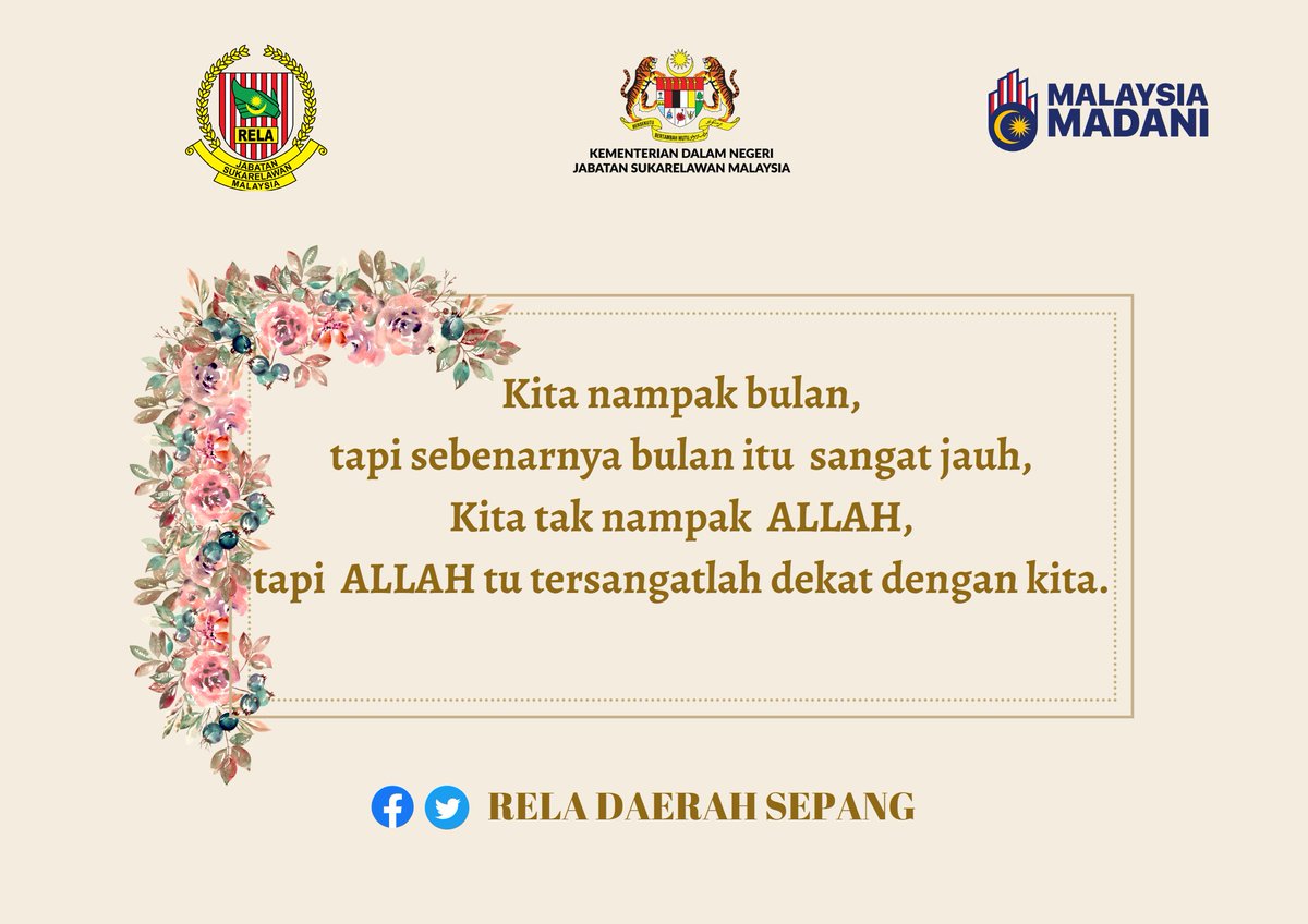 7/7/2023 | Jumaat
Assalamualaikum &amp; Salam Jumaat

#SetiaBerbakti 
#RELAMalaysia 
#MalaysiaMADANI