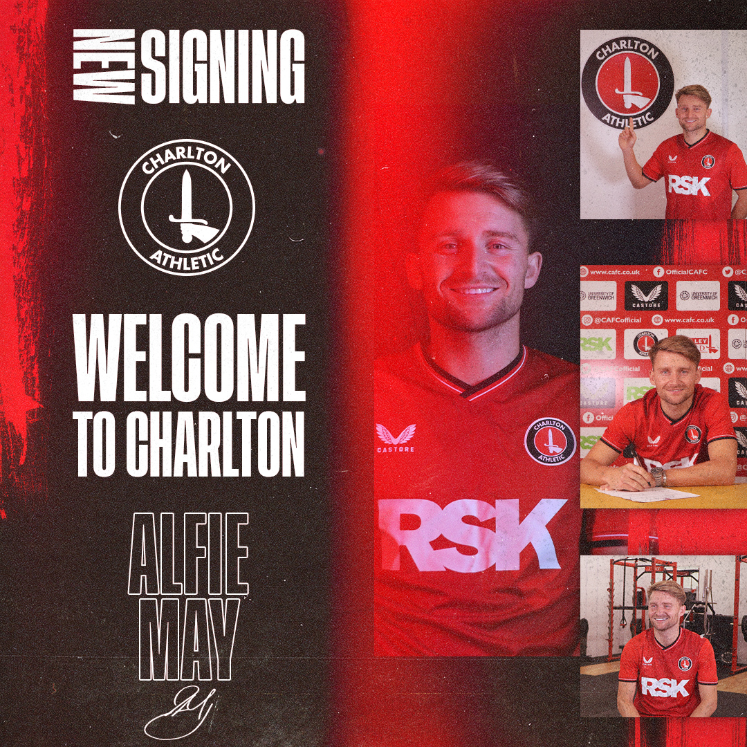 CAFCofficial's tweet photo. Signed. Sealed. Delivered. ✍️

Welcome to the Charlton family, @alfiemay! ❤️

🔴⚪️ #cafc