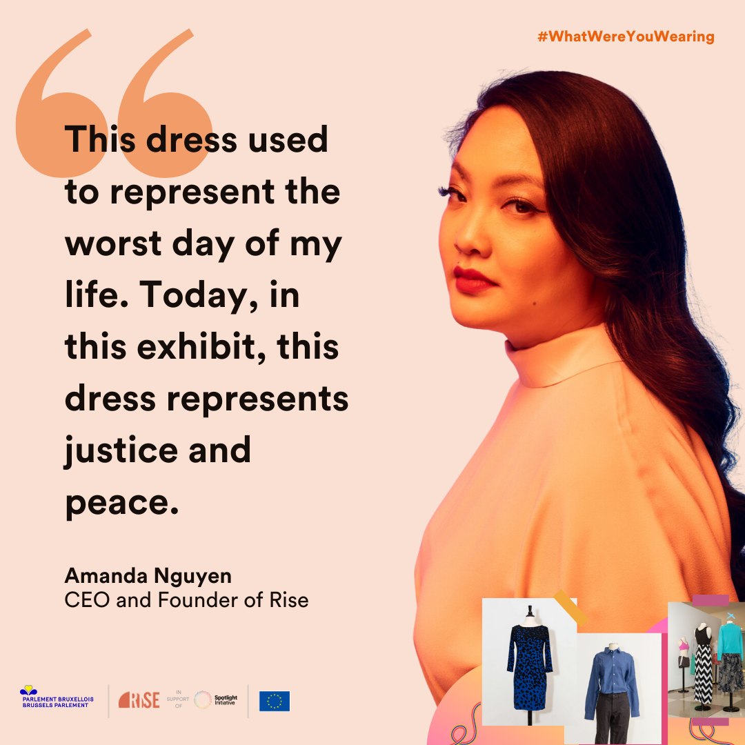EUinASEAN's tweet photo. “What Were You Wearing?” exhibition features 103 outfits which were worn by sexual survivors at the time of the assault. It is organised by Amanda N. Nguyen, a social entrepreneur and supported by Spotlight Initiative, partnership of the UN, EU &amp; others.
🔗https://t.co/sIVDlvgLd8 https://t.co/JMPgtFlzfW