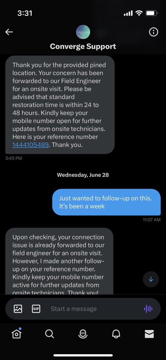 julius_salando's tweet photo. @Converge_CSU @ExperienceCNVRG Walang internet since June 21. Nakakailang ilang follow-up na ako, wala naman kayo ginagawa. https://t.co/mLnuo4n964