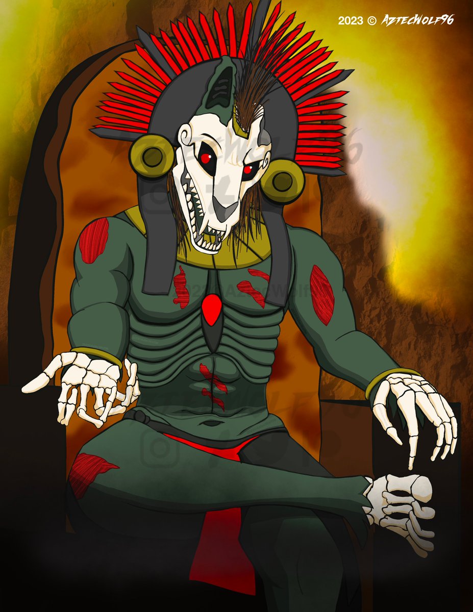 AztecWolf_96's tweet photo. Mictlantecuhtli is on the throne! The underworld ruler of the aztecs. Again, im amazed of my improvements *w*
#mictlantecuhtli #mictlan #azteca #aztecgod #xoloitzcuintle https://t.co/tLfzAlGmKB