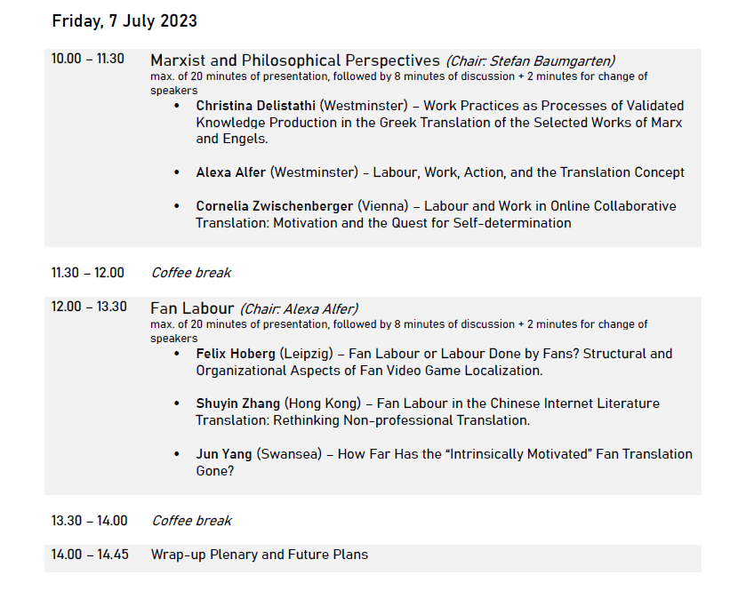 Transcult.com (@transcultcom) on Twitter photo The second day of #translab4 is about to start.
We have two interesting blocks of talks planed!
<a href="/AlexaAlfer/">Alexa Alfer</a> <a href="/CZwischenberger/">Cornelia Zwischenberger</a> @Donmontealto <a href="/s_baumgarten/">Stefan Baumgarten</a> The second day of #translab4 is about to start.
We have two interesting blocks of talks planed!
<a href="/AlexaAlfer/">Alexa Alfer</a> <a href="/CZwischenberger/">Cornelia Zwischenberger</a> @Donmontealto <a href="/s_baumgarten/">Stefan Baumgarten</a>