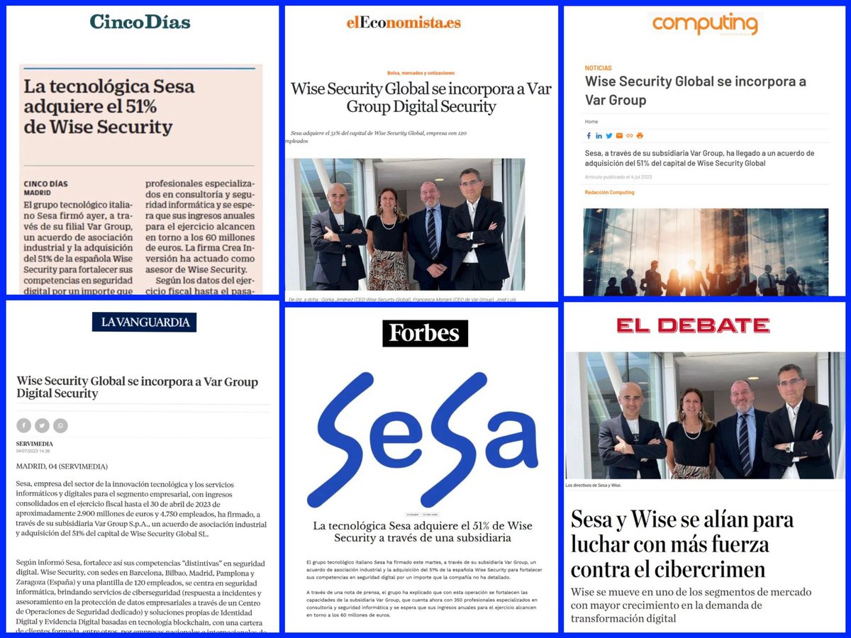 SamiraSineb's tweet photo. Impresionante impacto en los medios de Wise Security Global ❣️

Gracias a nuestro súper team de PR y Comunicación 📰 que ha trabajado intensamente para comunicar a los medios que Sesa adquiere el 5️⃣1️⃣% de Wise Security.

#comunicación #medios #trabajoenequipo #ciberseguridad https://t.co/1nkSLz3xSX