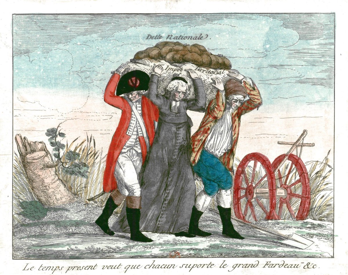 Thread

En 1789 en France a lieu un bankrun suite aux emprunts permanents de Louis XV &amp; Louis XVI (notamment pour financer les guerres)

La dette publique représente alors 80% de la richesse nationale et la MOITIÉ des recettes de l’état sont absorbées par les intérêts de la dette