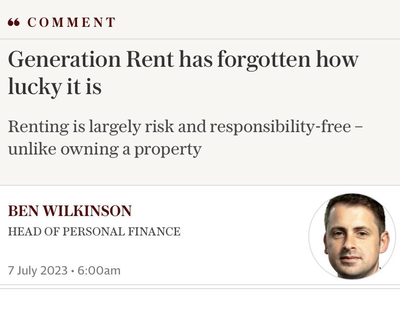 The Daily Telegraph: “I’ll tell you what people should be grateful for: paying someone else’s mortgage.”