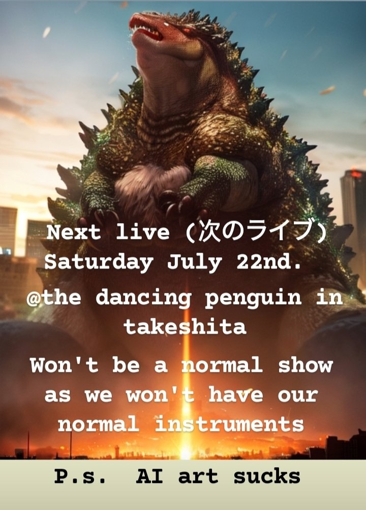 GodzillaSnacks's tweet photo. Next show will be pretty different https://t.co/8lGOdVIKd3