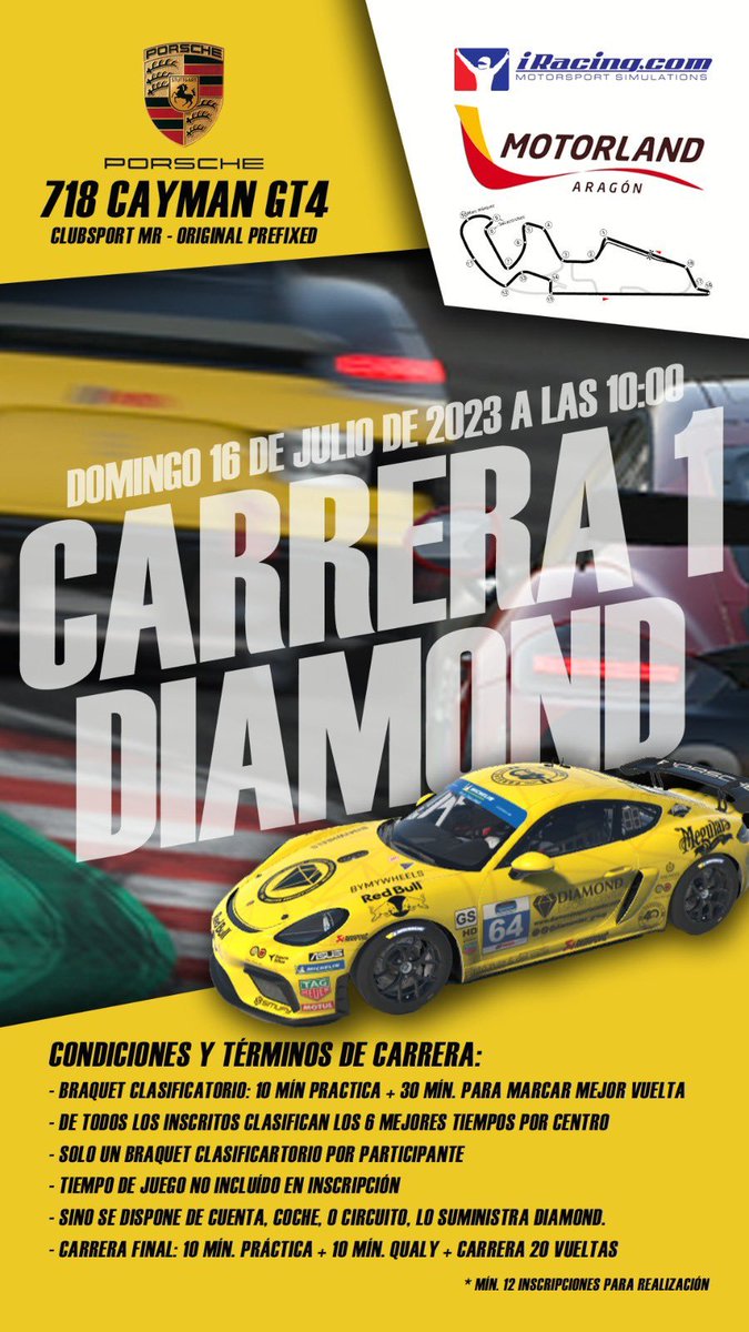 Ya estoy inscrito en el evento que organiza <a href="/diamondEC_BCN/">Diamond Esports Center - Barcelona</a> en #Iracing voy muy verde ya que nunca toque ni Iracing ni el circuito pero intentaremos pasarlo muy bien. Animaros !! y apuntarse !!
