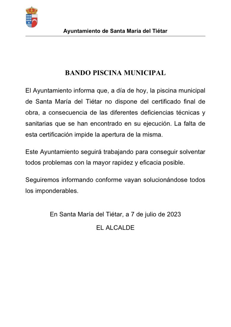 aytosantamaria's tweet photo. Bando de la Alcaldía 07/07/2023 https://t.co/6hVW2gtJUt
