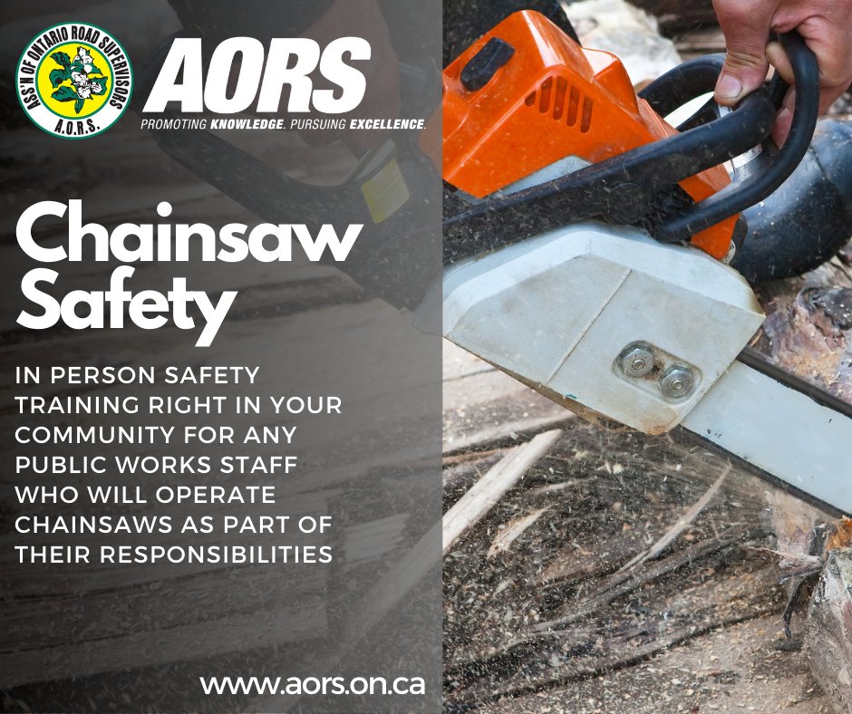 AORS_Official's tweet photo. Designed for public works staff who will operate chainsaws as part of their activities, the chainsaw safety course is brought to your community, and will not only teach the basic skills to sharpen, maintain and operate a chainsaw competently, but also to fell and limb timber! https://t.co/qkNH3GXa2Q