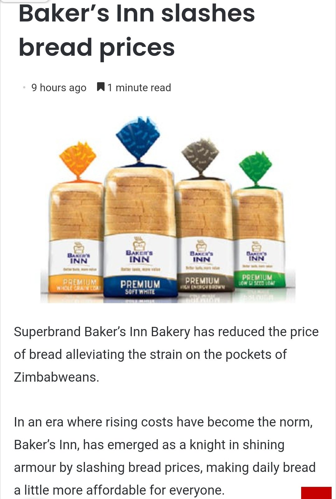 Prof Jonathan Moyo on Twitter ""Baker's Inn Slashes Bread Prices" Saba