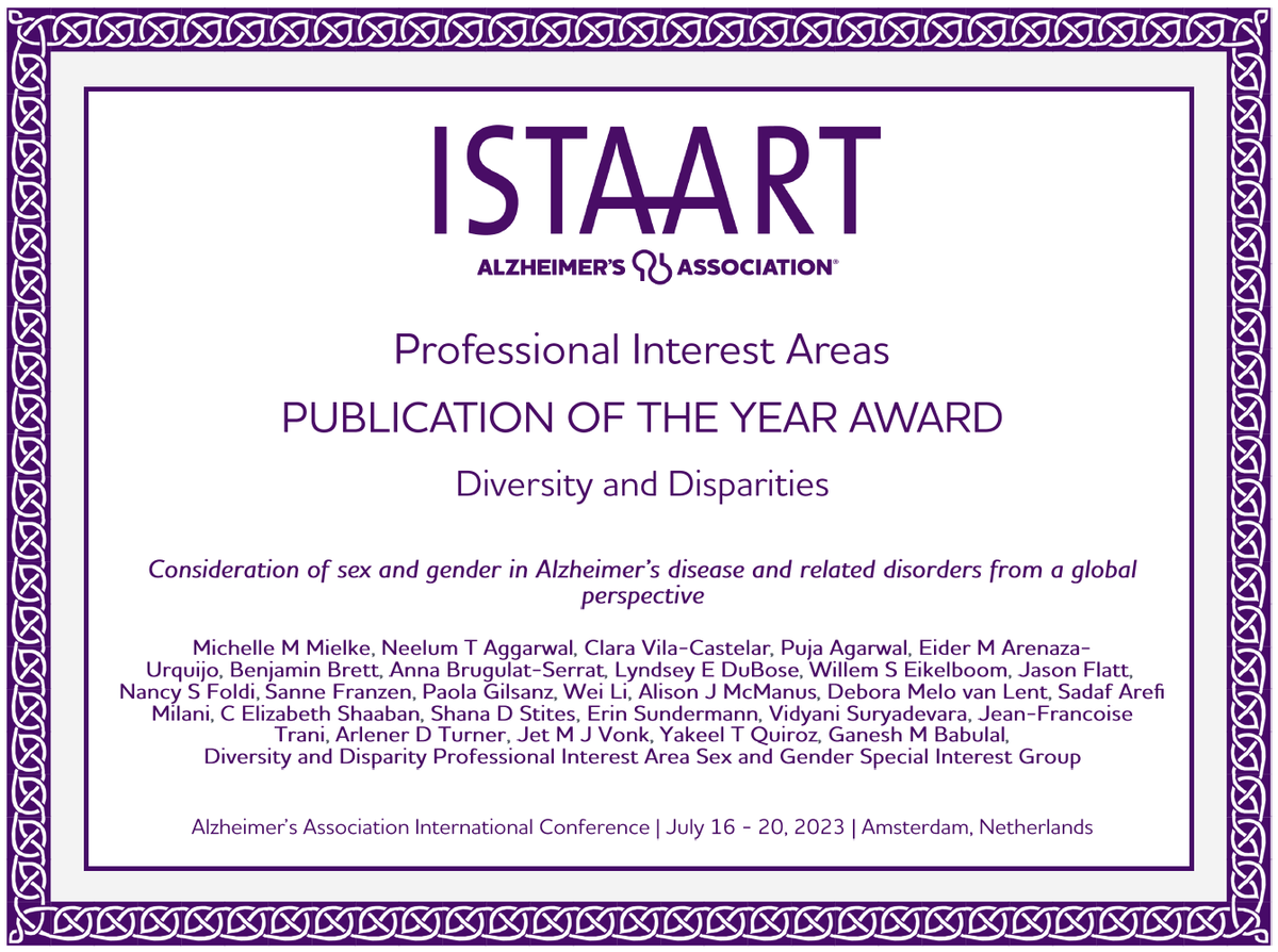 Jet M.J. Vonk, PhD PhD (@jetmjvonk) on Twitter photo Great to hear that this team effort led by Michelle Mielke, <a href="/DoctorADDA/">Dr. Neelum T. Aggarwal</a>, and <a href="/ClaraVilaPhD/">Clara Vila-Castelar, PhD</a> received the <a href="/ISTAART/">ISTAART</a> <a href="/DDisparitiesPIA/">DDisparitiesPIA</a> Publication of the Year Award! Great to hear that this team effort led by Michelle Mielke, <a href="/DoctorADDA/">Dr. Neelum T. Aggarwal</a>, and <a href="/ClaraVilaPhD/">Clara Vila-Castelar, PhD</a> received the <a href="/ISTAART/">ISTAART</a> <a href="/DDisparitiesPIA/">DDisparitiesPIA</a> Publication of the Year Award!