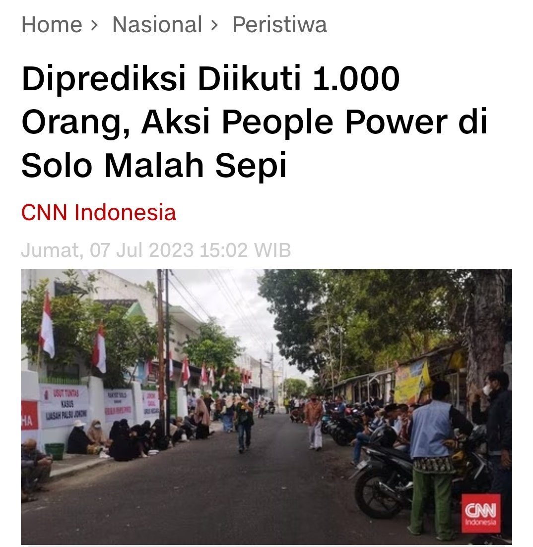 Koordinator People Power berharap diikuti 1000 orang. Gerakan rakyat kok berharap. "People Power" itu justru tdk diciptakan, tapi tercipta. Digerakkan oleh nurani kolektif akibat resistensi sosial dan politik.
Besok2 kalau mau ngadain beginian mbok ya tanya2 dulu kek.🫣🤌