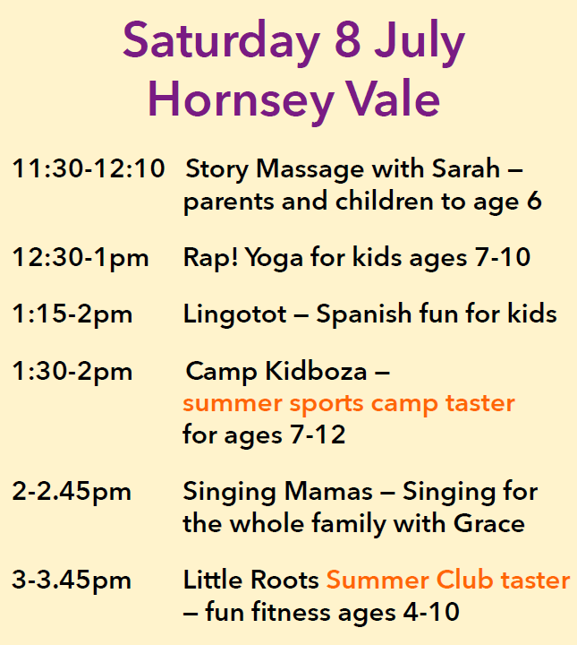 Crouch End Festival Sat 8 July.
FOOD STALLS + BAR 12-4
FREE ACTIVITIES ⬇️⬇️⬇️