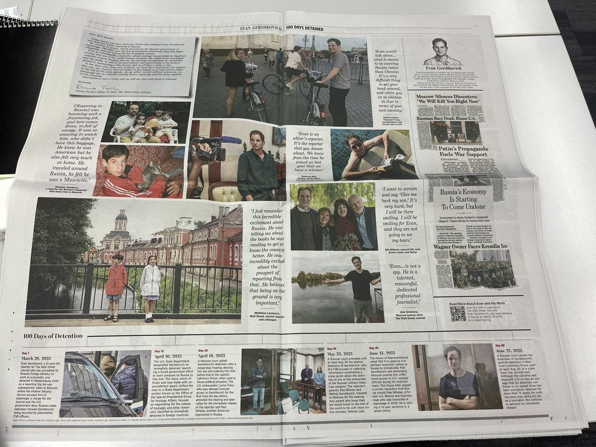Caitlin Ostroff (@ceostroff) on Twitter photo .<a href="/jeremybowers/">Jeremy Bowers</a> once told me that we define ourselves by how we act when the chips are down. Incredibly proud of everything the <a href="/WSJ/">The Wall Street Journal</a>, Evan’s friends and his family have done to free him. We’re still fighting. Every day. #FreeEvan #100Days .<a href="/jeremybowers/">Jeremy Bowers</a> once told me that we define ourselves by how we act when the chips are down. Incredibly proud of everything the <a href="/WSJ/">The Wall Street Journal</a>, Evan’s friends and his family have done to free him. We’re still fighting. Every day. #FreeEvan #100Days