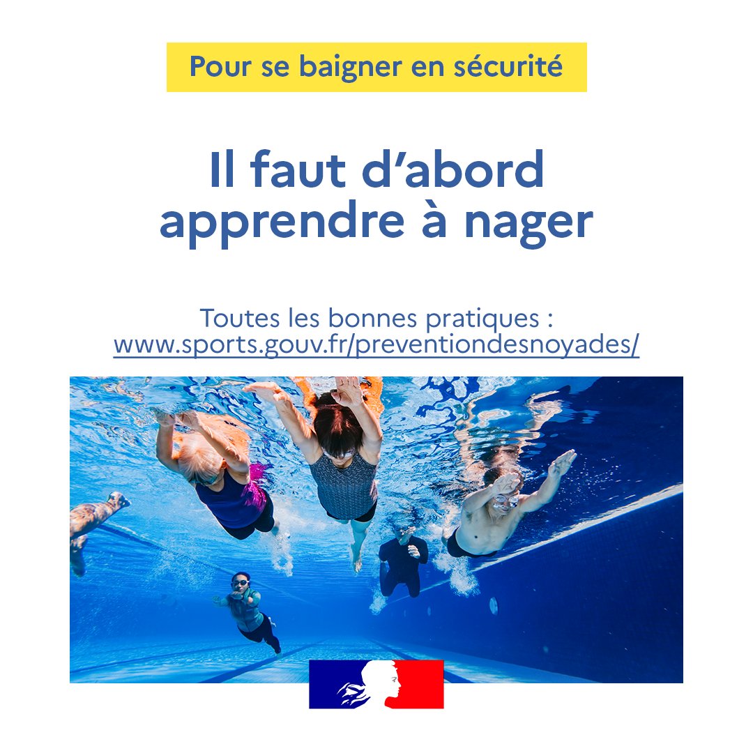 #PréventionNoyades 

🛟 Pour se baigner en toute sécurité, il faut d'abord apprendre à nager 🏊

Retrouvez toutes les bonnes pratiques ici
➡️bit.ly/3O4OVNe