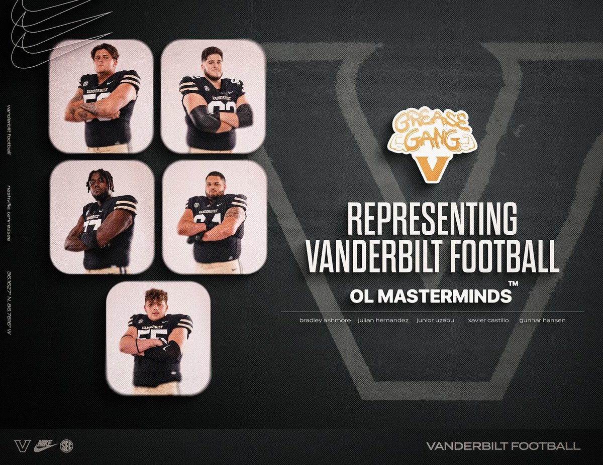 Excited to see these 5 guys representing <a href="/VandyFootball/">Vanderbilt Football</a> and the SEC at the 2023 <a href="/OLMasterminds/">OL Masterminds</a> Summit this weekend! 
💯⚓️🔥🪓🏈👊