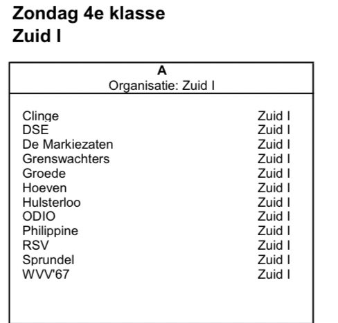 Indeling seizoen 2023/2024: