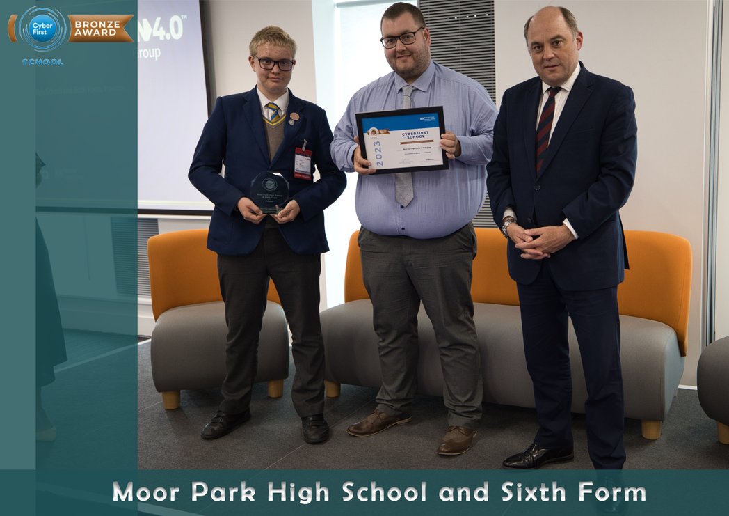 MoorParkTweets's tweet photo. We're thrilled to have been recognised as a Bronze CyberFirst School by @NCSC and have the award presented to us by the Secretary of State for Defence, The Rt Hon Ben Wallace MP @BWallaceMP, at an awards ceremony earlier this week. #CyberFirstSchool https://t.co/iBVapdIvvA