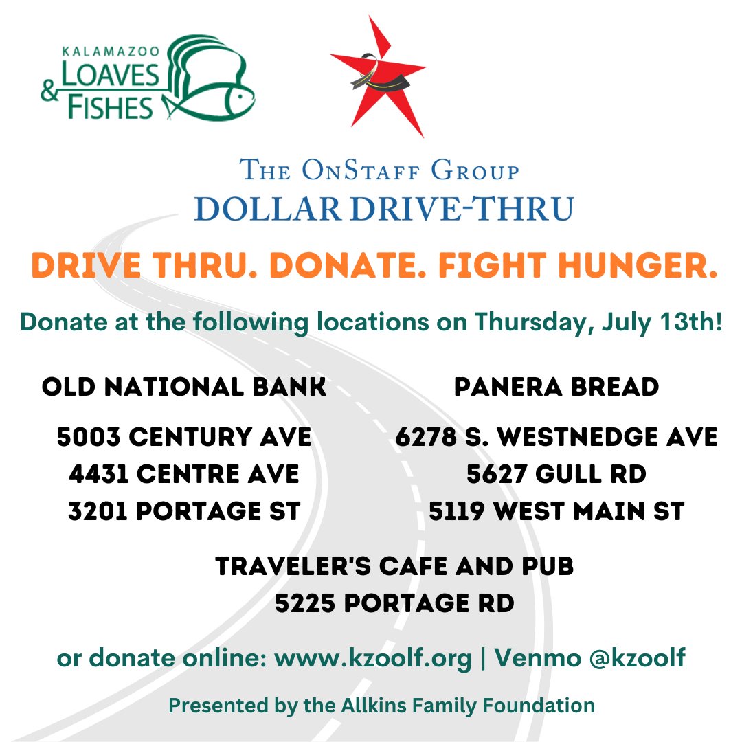 Drive thru and donate to fight hunger! Thursday, July 13th!