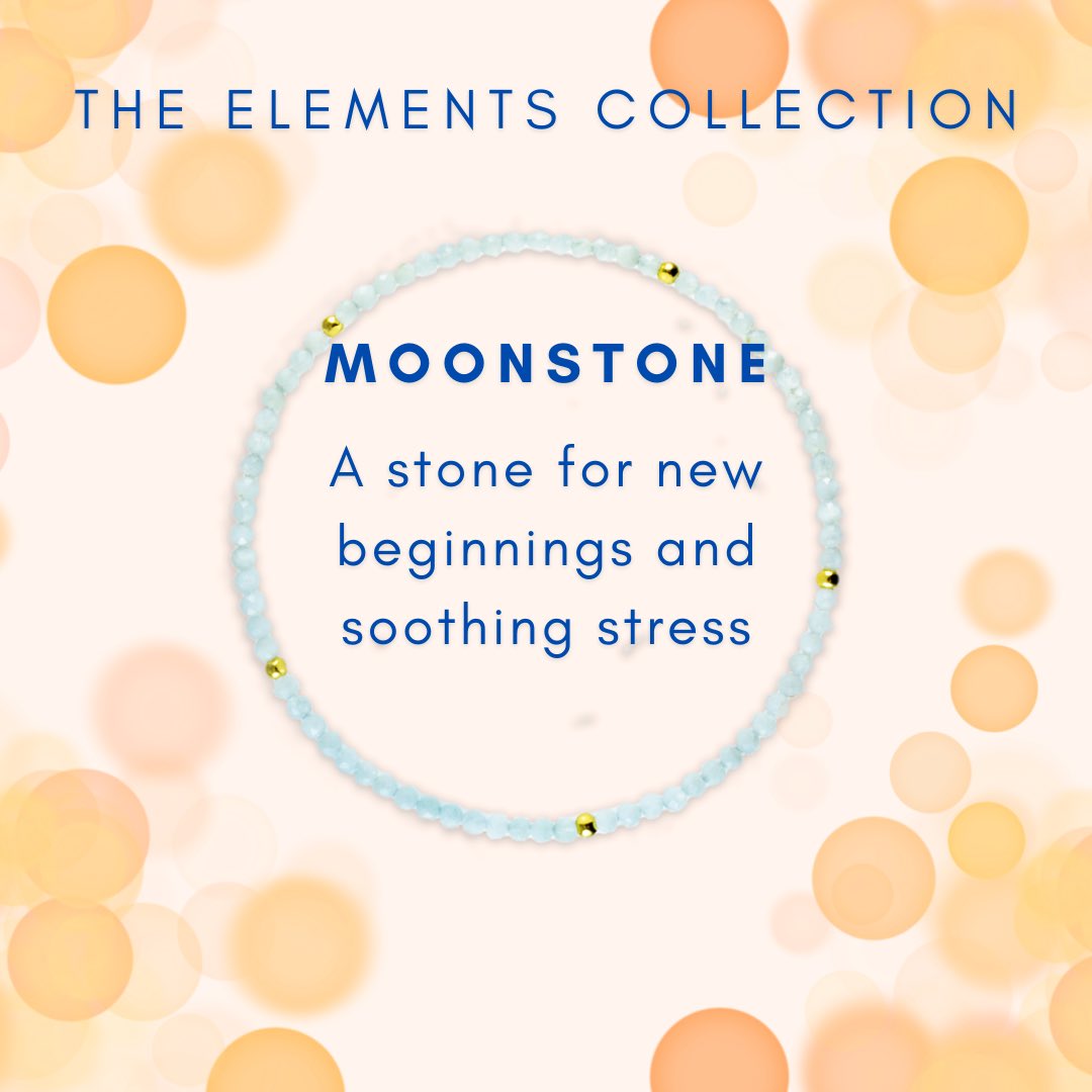 Our Gold + Moonstone Elements Bracelet will have you looking AND feeling your best. Moonstone is the stone of inner strength, and these bracelets will bring some light to your wrist! ✨ If you’re ready to add a little sparkle to your day, shop now.