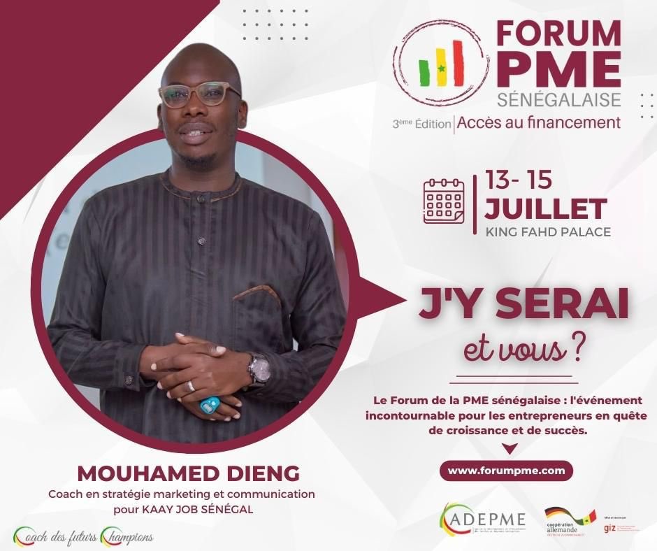 JobKaay's tweet photo. 📣📣𝐒𝐀𝐕𝐄 𝐓𝐇𝐄 𝐃𝐀𝐓𝐄 ✍️
📅 𝐋𝐞𝐬 𝟏𝟑,𝟏𝟒 &amp; 𝟏𝟓 𝐉𝐮𝐢𝐥𝐥𝐞𝐭 𝟐𝟎𝟐𝟑 𝐚𝐮 𝐊𝐢𝐧𝐠 𝐅𝐚𝐡𝐝 𝐏𝐚𝐥𝐚𝐜𝐞.

📢 Participez au Forum de la PME sénégalaise et profitez d'une programmation riche en ateliers thématiques. 
Explorez des sujets clés tels que l’assistance👇🏾 https://t.co/bLN7m7P5ej